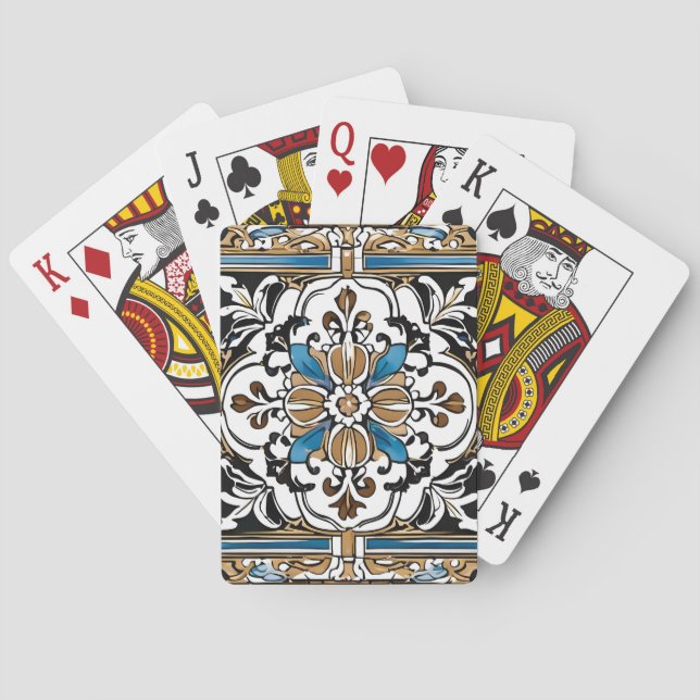 Jeu De Cartes Bleu jaune noir Azuleju espagnol marocain (dos)