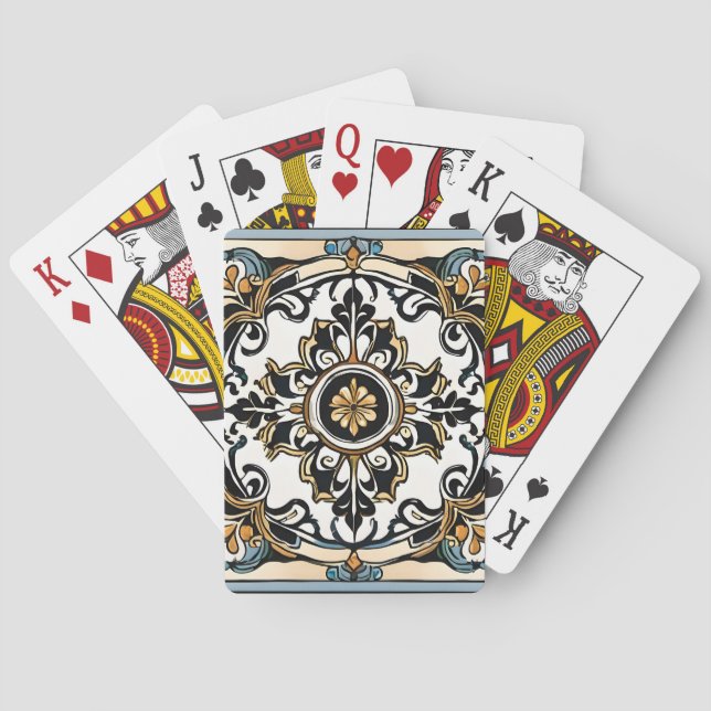 Jeu De Cartes Bleu jaune noir Azuleju espagnol marocain (dos)