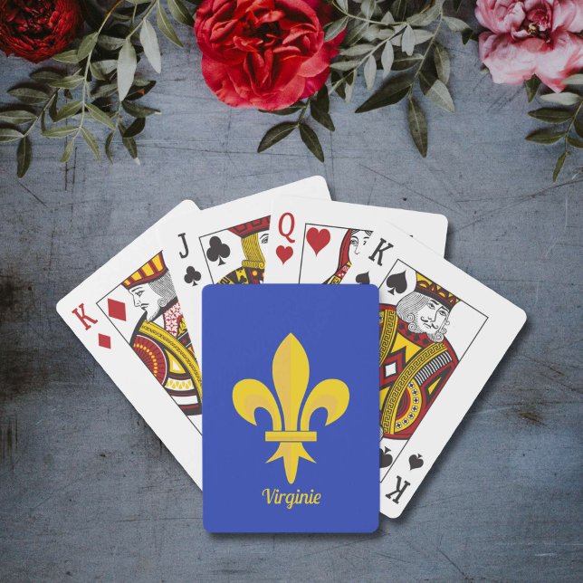 Jeu de cartes bleu roi avec Fleur de Lys Or (Fleur de Lis on Royal Blue Playing Cards)