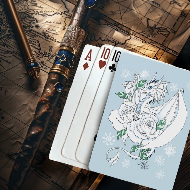 Jeu De Cartes Bleu Roses de dragon blanc (Créateur téléchargé)
