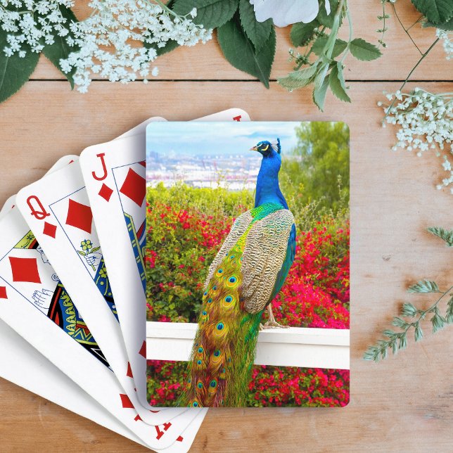 Jeu De Cartes Bleu Vert Peacock Photo Belle Design Chic (Créateur téléchargé)
