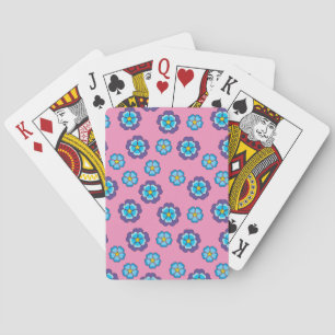 Jeu De Cartes Bleu Violet rose motif floral
