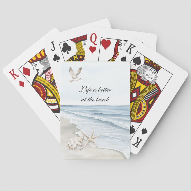 Jeu De Cartes Blue Beach Ocean Starfish Sea Birds  (dos)