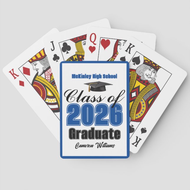 Jeu De Cartes Blue Class of 2026 Custom Graduation Party (dos)