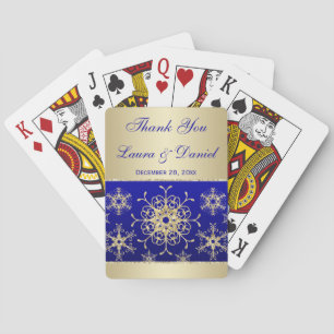 Jeu De Cartes Blue Gold Parties scintillant Snowflakes Mariage J