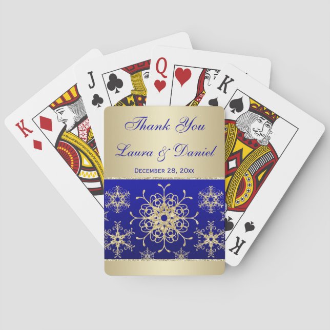 Jeu De Cartes Blue Gold Parties scintillant Snowflakes Mariage J (dos)
