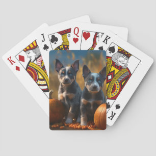 Jeu De Cartes Blue Heeler Chiot Automne Citrouille de plaisir