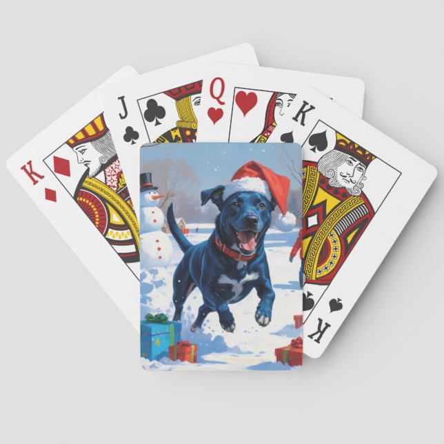 Jeu De Cartes Blue Heeler Noël Festive Scène de neige (dos)