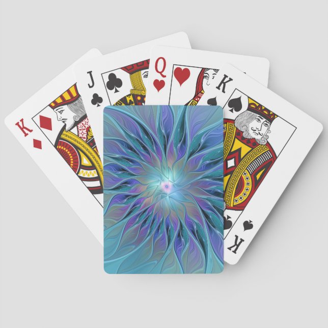 Jeu De Cartes Blue Purple Flower Dream Abstrait Fractal Art (dos)