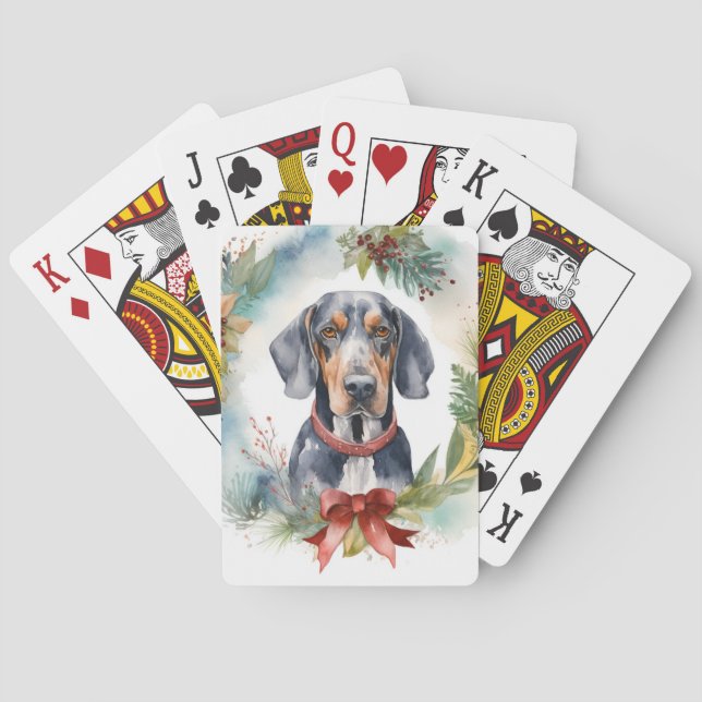 Jeu De Cartes Bluetick Coonhound Christmas Wreath Festive Pup (dos)