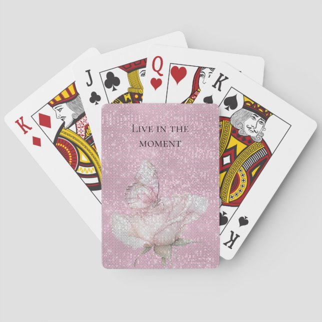 Jeu De Cartes Blush Pink Rose Butterfly Sparkle (dos)