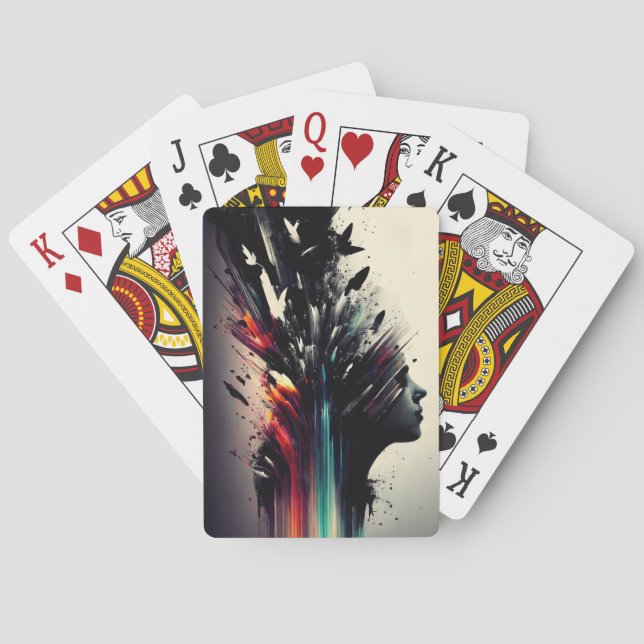 Jeu De Cartes Boho art abstrait avec visage de fille (dos)