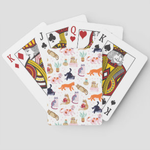 Jeu De Cartes Boho Summer Cute Cats Green Cactus