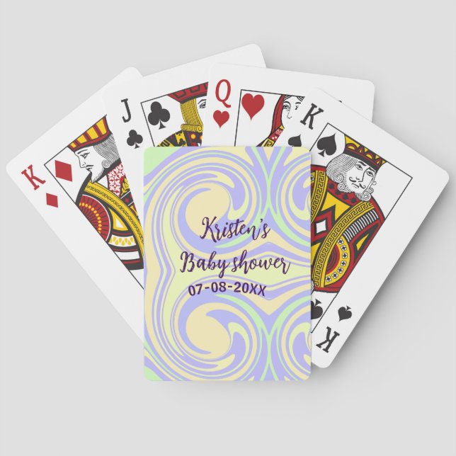 Jeu De Cartes Boho violet vert baby shower marbre rustique moder (dos)