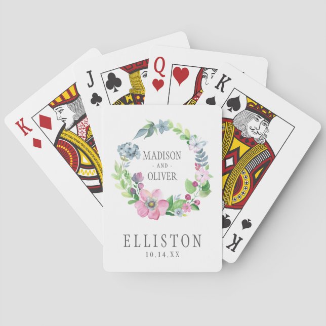 Jeu De Cartes Boho Watercolor Floral & Butterfly | MARIAGE (dos)