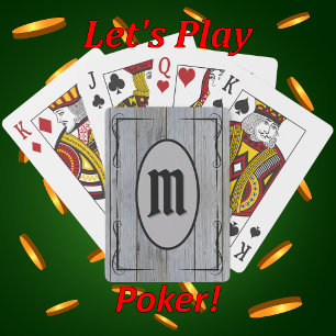 Jeu De Cartes Bois de Barnwood gris rustique sur mesure Monogram
