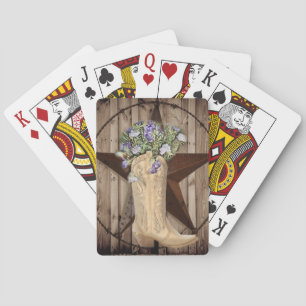 Jeu De Cartes bois de grange rustique fleur sauvage étoile occid