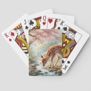 Jeu De Cartes Bois de printemps avec canard et faon/cerf