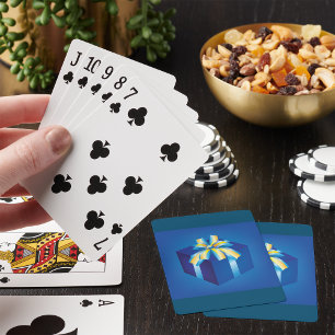Jeu De Cartes Boîte cadeau bleu avec ruban jaune et Aqua