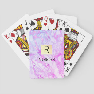 Jeu De Cartes Boite en or en marbre blanc et violet, nom et mono