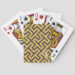 Jeu De Cartes Bold yellow greek key geometric patterns monogram