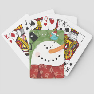 Jeu De Cartes Bonhomme de neige de Noël avec l'oiseau