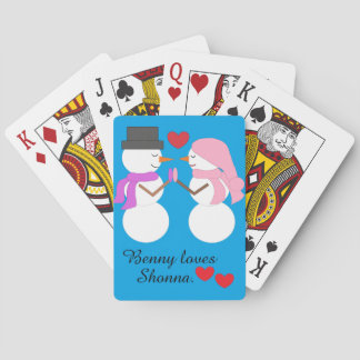Jeu De Cartes Bonhommes de neige et amour :  Bleu-vert