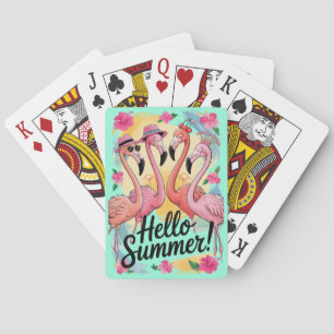 Jeu De Cartes Bonjour Été Mignon Flamant Rose Plage Vacances Tro