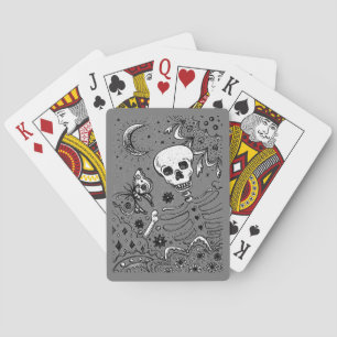 JEU DE CARTES BONNES DANS LE SKELETON DE JARDIN, LUNE D'ART FOLK