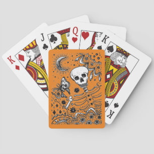 JEU DE CARTES BONNES DANS LE SKELETON DE JARDIN, LUNE D'ART FOLK