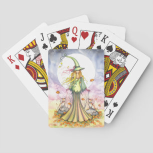 Jeu De Cartes Bookends Witch and Cats Imaginaire Art