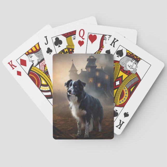 Jeu De Cartes Bordure Collie Halloween effroi (dos)