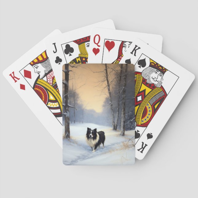 Jeu De Cartes Bordure Collie Laisser neiger Noël (dos)