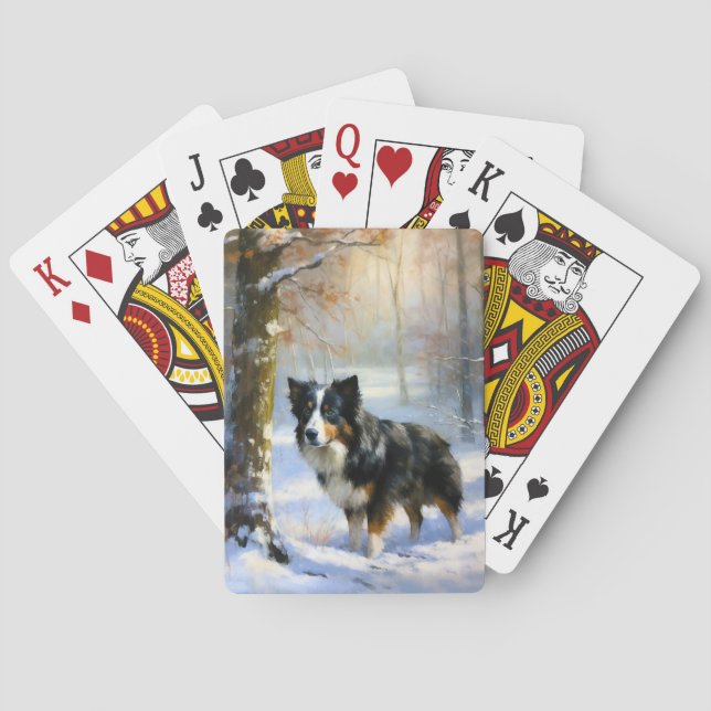 Jeu De Cartes Bordure Collie Laisser neiger Noël (dos)