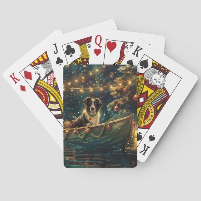 Jeu De Cartes Bordure Collie Noël Festive Voyage (dos)