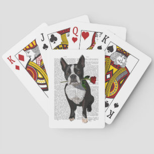 Jeu De Cartes Boston Terrier avec Rose à la bouche