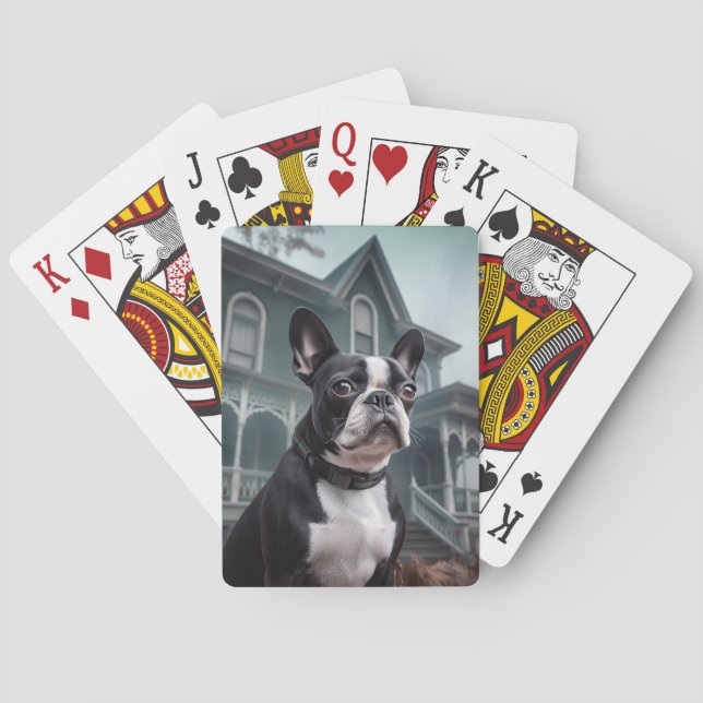 Jeu De Cartes Boston Terrier Halloween effrayant (dos)