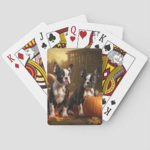 Jeu De Cartes Boston Terrier Puppy Automne Citrouille de plaisir