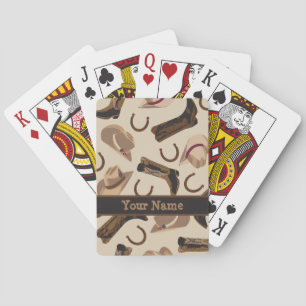 Jeu De Cartes Botte Casquette Western Cowboy Nom Beige Noir