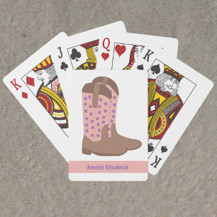 Jeu De Cartes Bottes Cowboy Étoiles Purple Rose Brown Personnali
