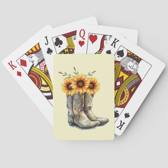 Jeu De Cartes Bottes rustiques Cowboy avec tournesol (dos)