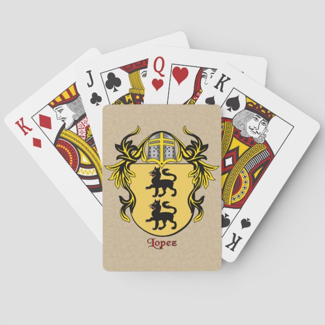 Jeu De Cartes Bouclier héraldique de Lopez avec manteau (dos)