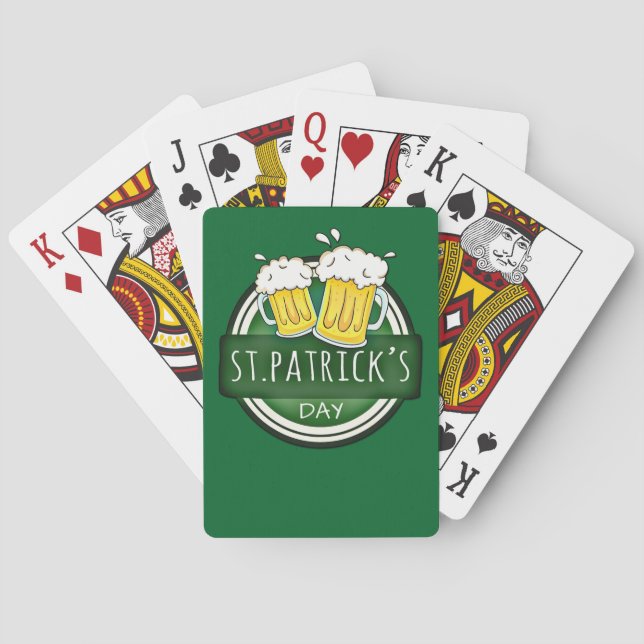Jeu De Cartes Bouclier heureux vert de Jour de la Saint Patrick (dos)