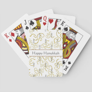 Jeu De Cartes Bougies et percées d'or Hanoukka