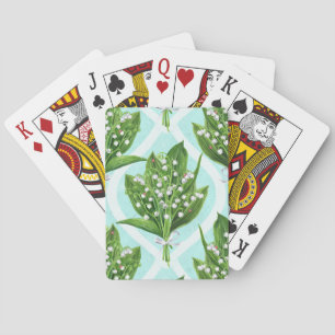 Jeu De Cartes Bouquet de lis de la vallée fleurs sur le bleu