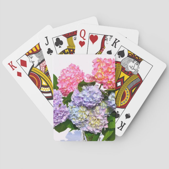 Jeu De Cartes Bouquet d'hortensia bleu rose violet élégant (dos)