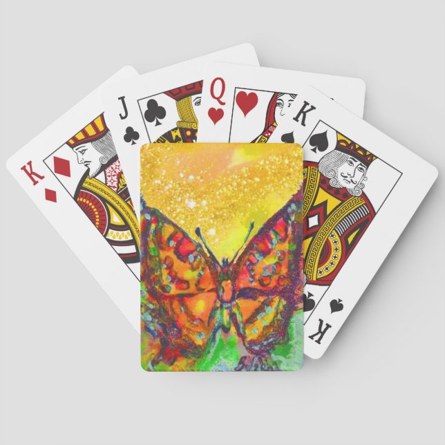 JEU DE CARTES BOUTEILLE ROUGE EN ÉCLAIRAGE JAUNE D'OR (dos)