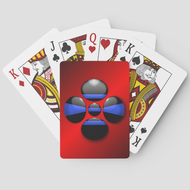 Jeu De Cartes Bouton Shamrock Ligne Bleue Mince (dos)
