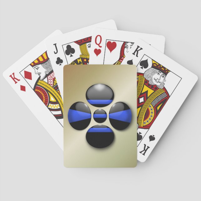Jeu De Cartes Bouton Shamrock Ligne Bleue Mince (dos)