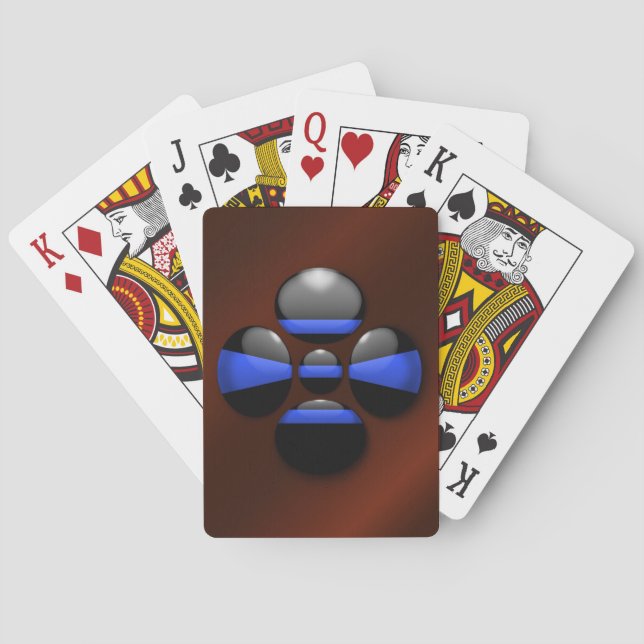Jeu De Cartes Bouton Shamrock Ligne Bleue Mince (dos)
